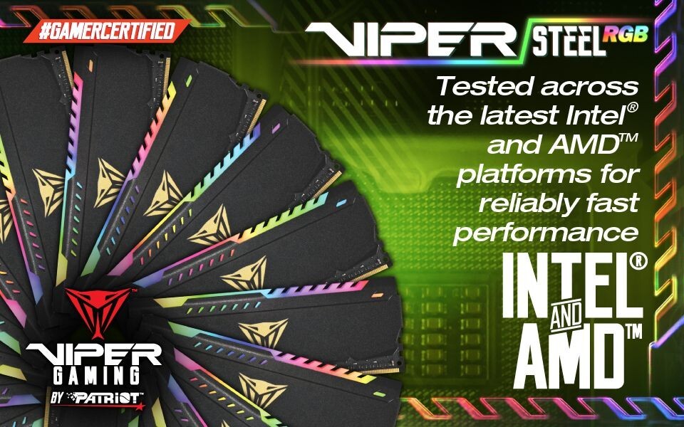 Patriot Viper Steel RGB 16GB (1 x 16GB) DDR4 3600 (PC4-28800) CL20
