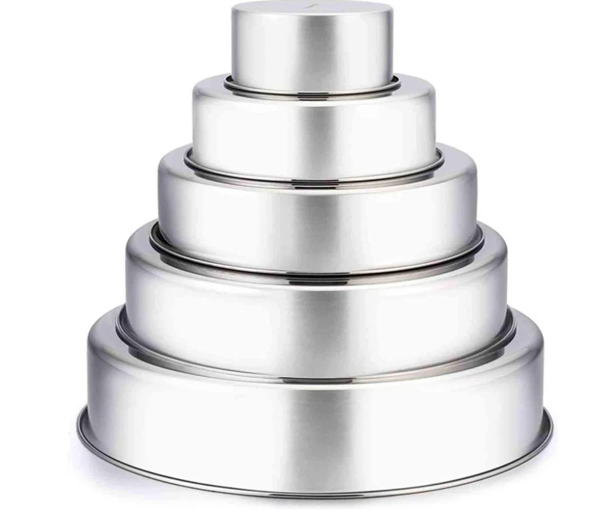 Moldes Para Hornear Pasteles Tartas 4 6 8 9.5 11 Acero Inoxidable Bases Set De 5