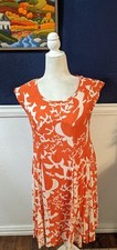 Anthropologie Maeve Indiga Orange Bird Lace-Up Back Tassel Swing Dress Sz Small