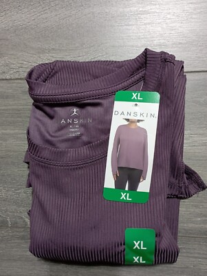 Danskin Shirt Adult XL Purple Ultimate Ribbed Tee Womens