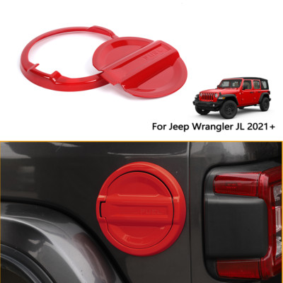 Red Fuel Filler Door Gas Tank Cap Cover Trim For 21+ Wrangler JL 4Xe Accessories