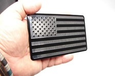 American Tactical Flag Aluminum Silver Black 3d Large Car Emblem Decal 5x3