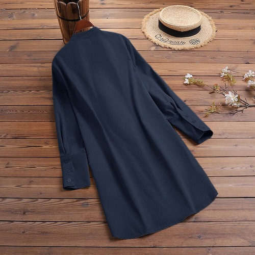 Damen Knopfleiste Langarm Taille gebunden Shirt lässig locker OL Tops Shirt - Bild 17 von 20