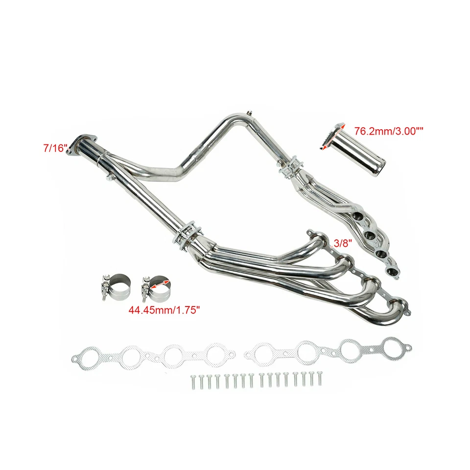 Stainless Exhaust Manifold Headers Fit For Chevy GMC 2007-2014 4.8L 5.3L 6.0L - Image 3 of 4