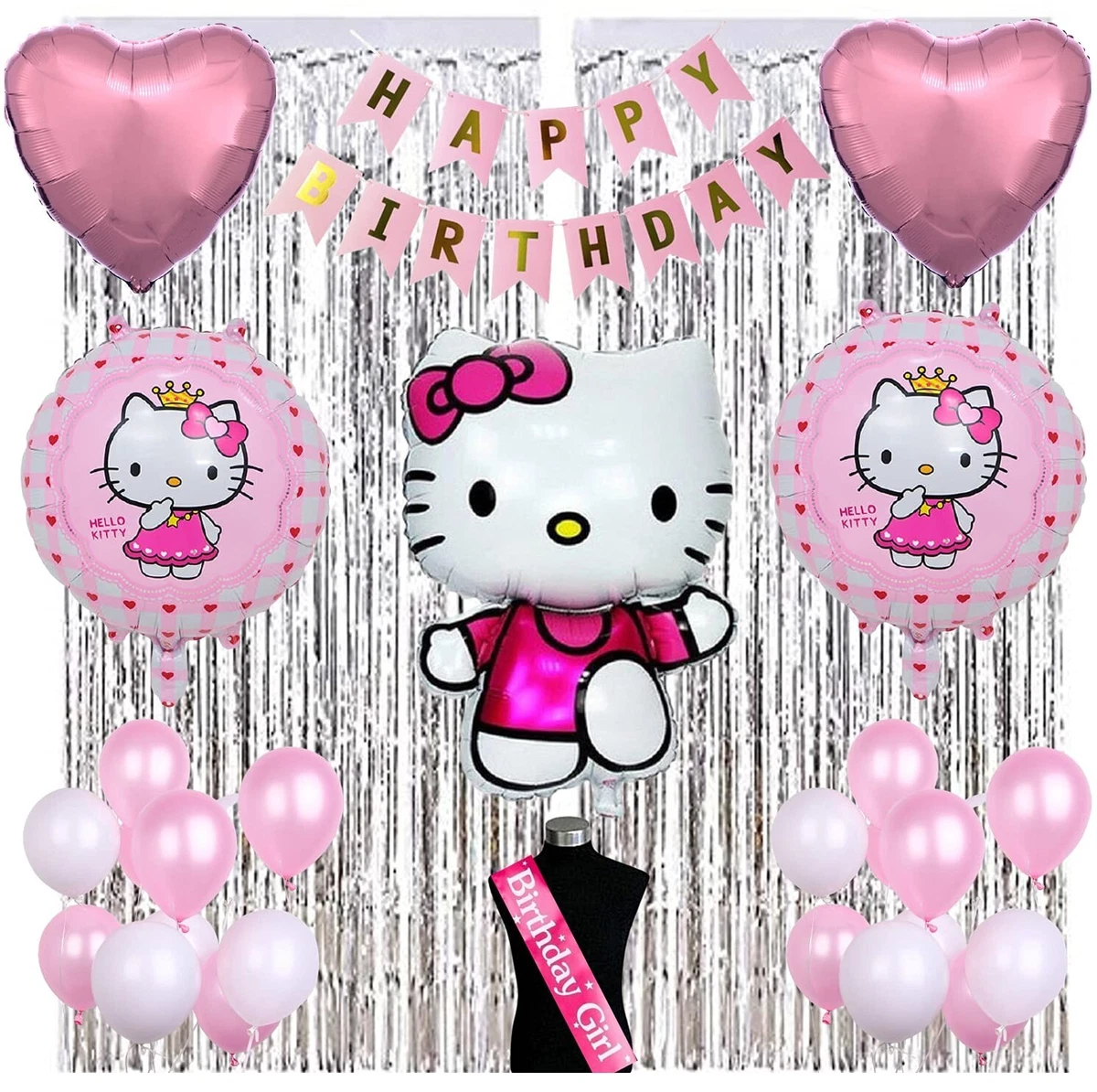 Hello Kitty Birthday Party Decoration Theme Items Combo of 52 Pcs for Baby  Kids