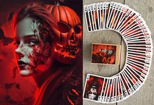 Playing Cards (Poker Deck 54 Cards) HORROR HALLOWEEN Vintage Illustrations 146