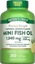Fish Oil Omega 3  1340 mg  200 Mini Lemon Flavor Softgels  by Nature's Truth