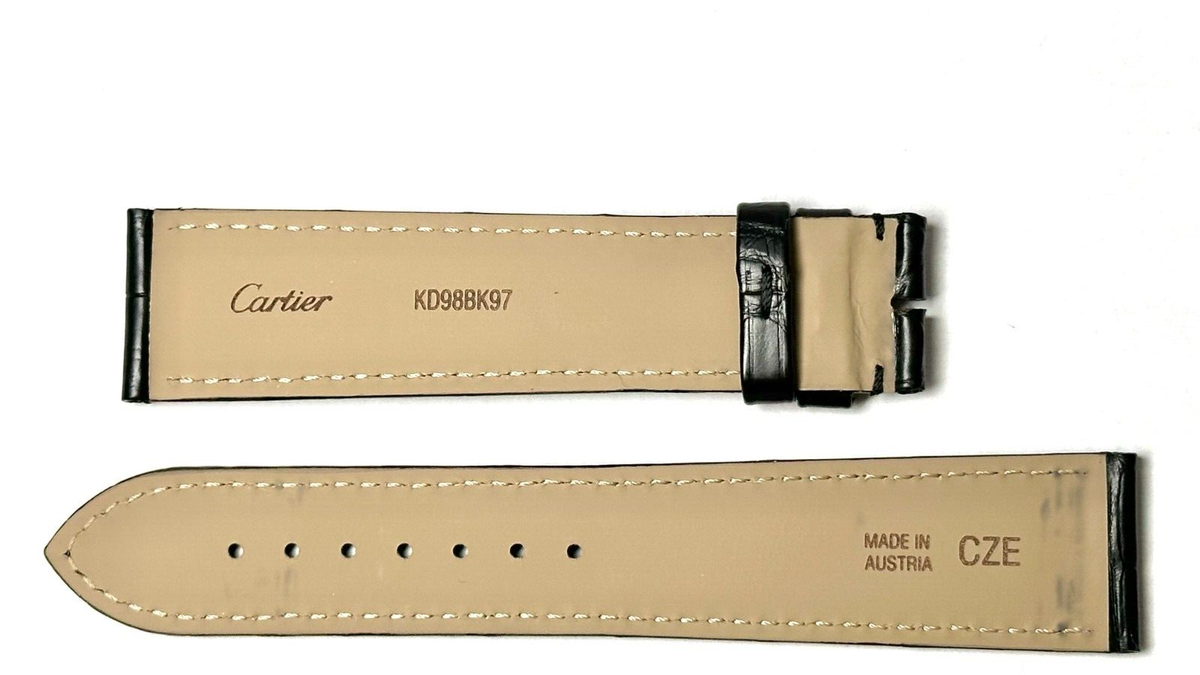 Cartier KD98BK97 20X18mm Matte Black Alligator Tang Strap