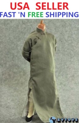 1/6 Scale Long Sleeves Kung Fu Suit Robe Set GRAY For 12'' Male Figure Doll