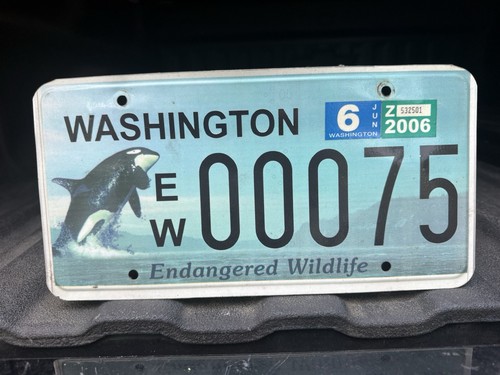 Washington Endangered Wildlife License Plate EW00075 2006 Orca Design