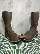 Image of Handmade Brown Leather Biker Boots Custom Mid Calf Biker Boots Motorcycle Riding