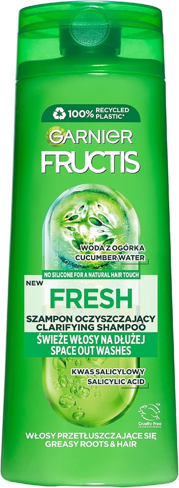 Garnier Fructis Fresh Shampoo for Normal and Oily Hair Strengthens, Cleanses and