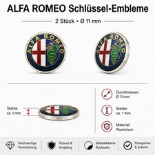 2x Alfa Romeo Schlüssel Sticker Aufkleber Emblem Logo - 11 mm - Aluminium