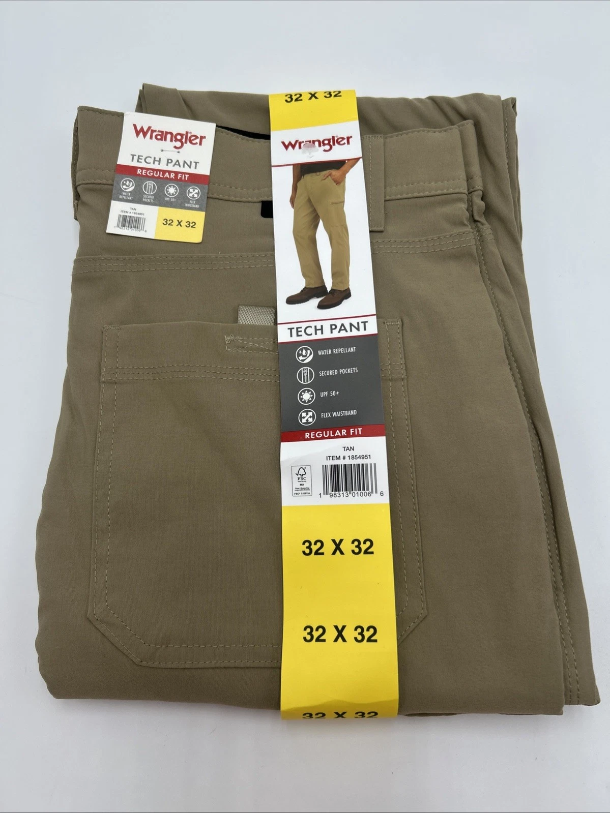Wrangler Men's Regular Fit Tech Pants Tan Stretch Lightweight Comfort 32x32
Opens in a new window or