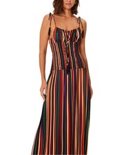 Farm Rio Pipa Stripes Multicolor Midi Sleeveless Women's  Xs