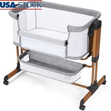 3-in-1 Baby Bassinet Rocking Bedside Sleeper Portable Adjustable Crib W/ Storage