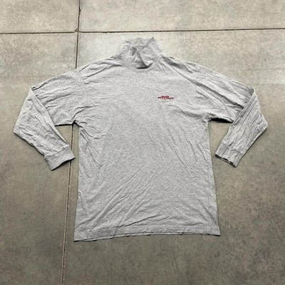 DHL Express Shirt Mens Medium Gray Long Sleeve Mock Neck Turtleneck Logo Uniform