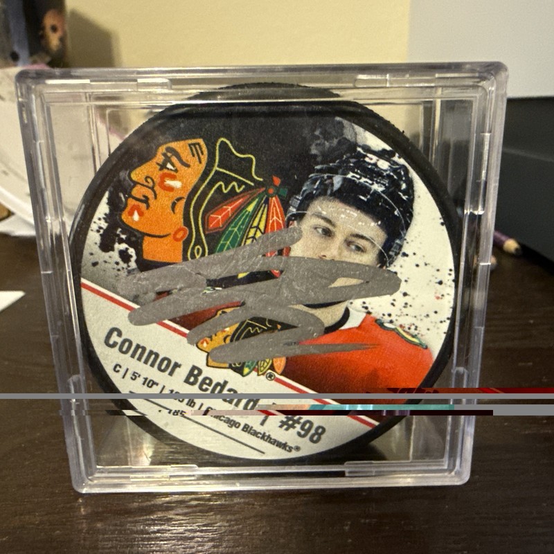 Connor Bedard Chicago Blackhawks Signed Puck with JSA COA