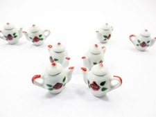 4 Coffee Pot Teapot Rose Flower Paint Dollhouse Miniatures Ceramic Supply 13238