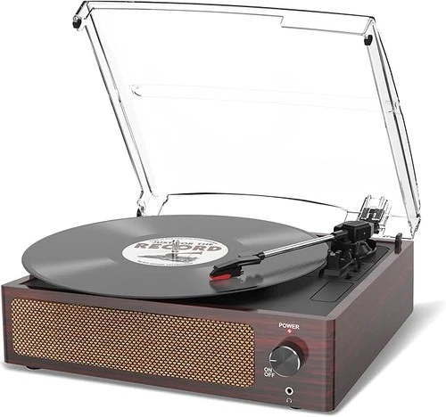 Vinyl Record Player with Speaker Vintage Turntable for Vinyl Records, Belt-Drive