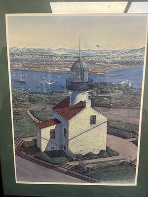 John Yato Art Framed Print ''The Cabrillo Old Point Loma Lighthouse, San Diego''