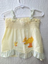 Vintage 70s 80s Sesame Street JCPenney Big Bird Smocked Dress Girls 12-18 Mos