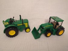2 John Deere Christmas Ornaments Tractor 820 Bucket 4" And 5"Plastic Large