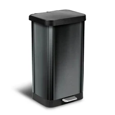 Glad Step-on Trash Can 16"W x 29"H 20-Gal. Steel W/ Odor Neutralizing Pewter