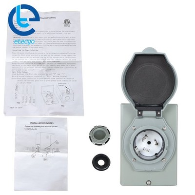 50 Amp 3 Prong Generator Power Inlet Box NEMA SS 2-50P Weatherproof 250 V 12.5KW
