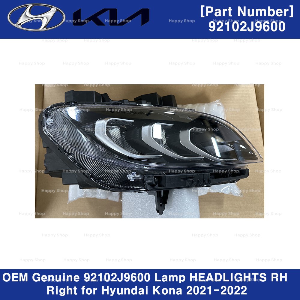 OEM Genuine 92102J9600 Lamp HEADLIGHTS RH Right for Hyundai Kona