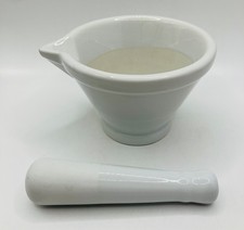 Fabulous Quality Part Glazed White Pestle & Mortar in Excellent Condition