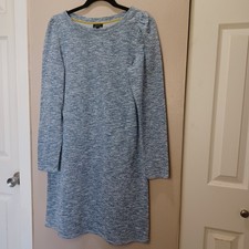  Talbots French Terry Sweatshirt Dress Blue White Space Dye Size M Long Sleeve
