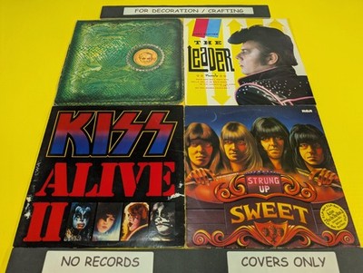LOT OF 4 GLAM ROCK LP COVERS ONLY KISS - Sweet - Alice Cooper - Gary Glitter