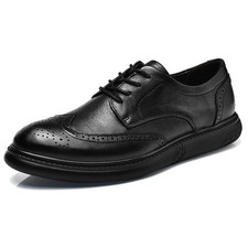 Men's Uniform Dress Shoes Cow Leather Lace Up Low-top Round-toe Business Shoes