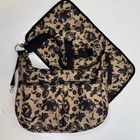 LeSportsac Baby Diaper Bag Floral Black Tan Nylon Adjustable Strap Changing Pad