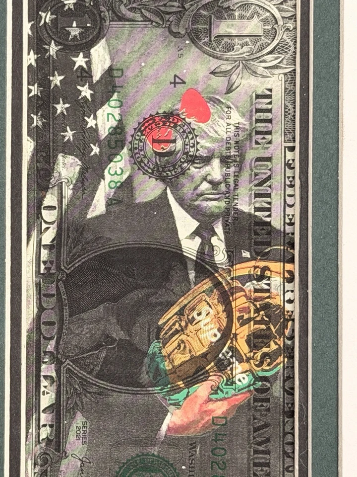 BELLAS ARTES: DEATH NYC Donald Trump — Firmado/100 — Billetes de dólar enmarcados con certificado de autenticidad Foto 2 de 4