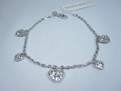 Nina Ricci Rhodium Plated Bracelet - 7'' with Swarovski Crystals - 9373