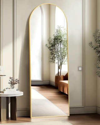 Arched Full Length Mirror, 56''x15'' Standing Body Mirror for Wall, with Alumin...