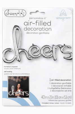 Anagram Cheers Silver Air-Filled Foil Balloon Decoration   40''  