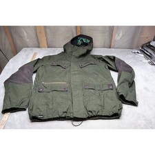 Burton Ronin Ski Jacket Men Large Green Textured Dry Ride Hood Rain Wind Outdoor