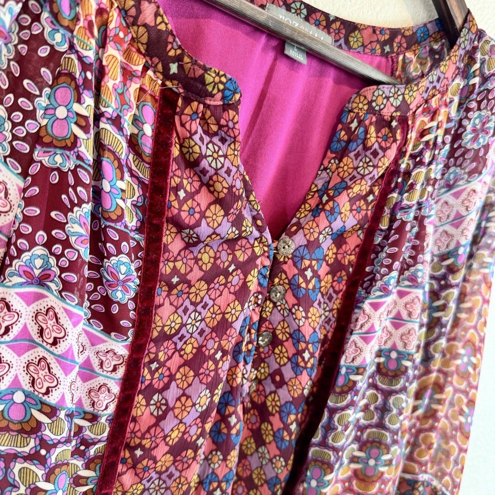 Boho Cottagecore Patchwork Peasant Blouse Roz & A… - image 3