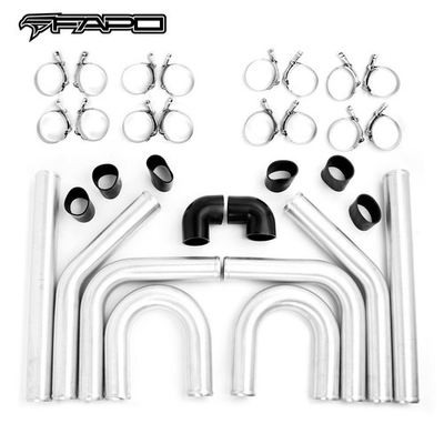 #ad #ad FAPO 2.5quot; 63mm Brushed Aluminum Intercooler Pipe Kit Clamp Black Hose Universal $109.99