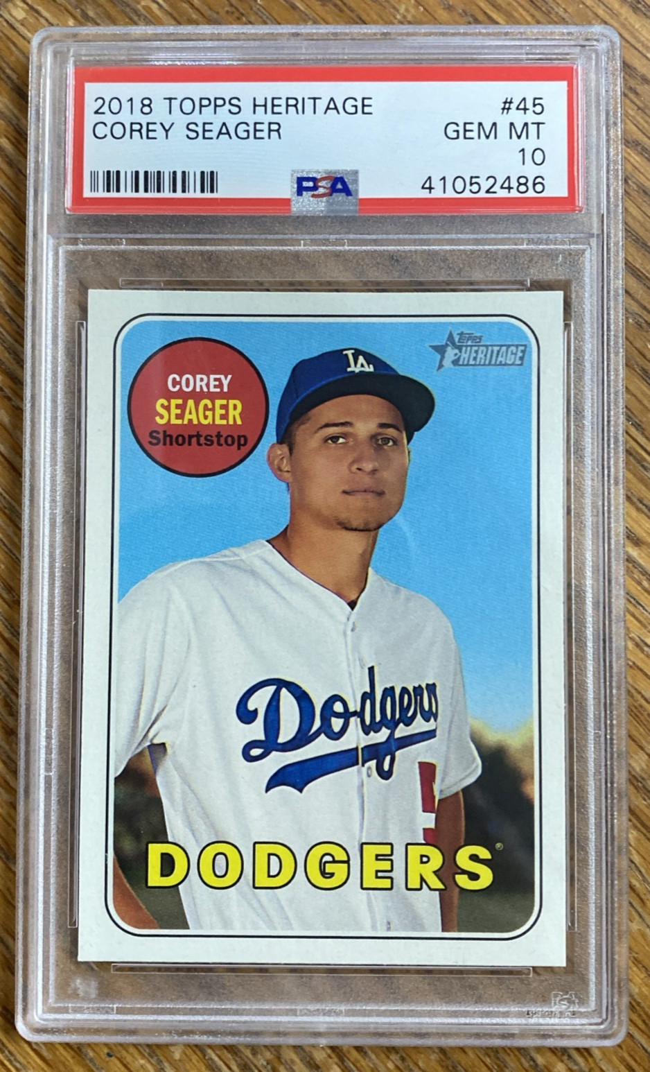 COREY SEAGER 2018 TOPPS HERITAGE #45 PSA GEM MINT 10 LOS ANGELES DODGERS/RANGERS