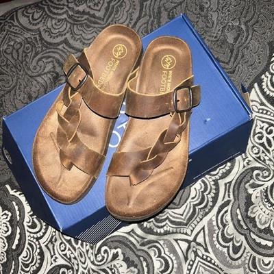White Mountain Footbeds Women's Brown Slide Sandals Slip-On Buckle AU 8