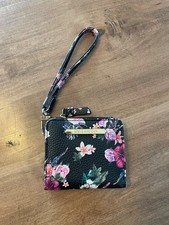 Steve Madden black floral, small wallet, wristlet with gold detailing