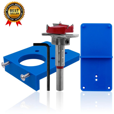 35Mm Concealed Hinge Jig Kit - Adjustable Depth Carbide Forstner Drill Bit Hinge