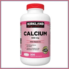 Calcium 600 mg. with Vitamin D3, 500 Tablets - FREE SHIPPING!
