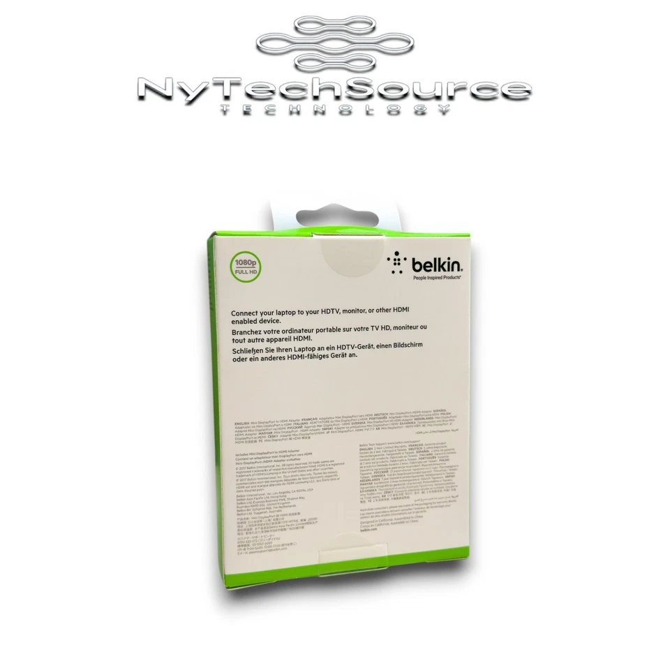 Belkin f2cd079bt Mini DisplayPort DP to HDMI Cable Adapter, 4k - Image 2 of 2