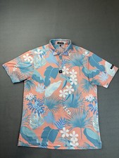 Bad Birdie Polo Shirt Mens Size Large Floral Golf Short Sleeve Golf Stretch