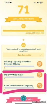 Pokémon Make 999 Nice Throws 999 Great Throws 999  Excellent Throws Lv71 Go Safe